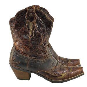 Ariat Western Dahlia Boots Womens 11B Brown Leather Embroidered Cowgirl Snipe